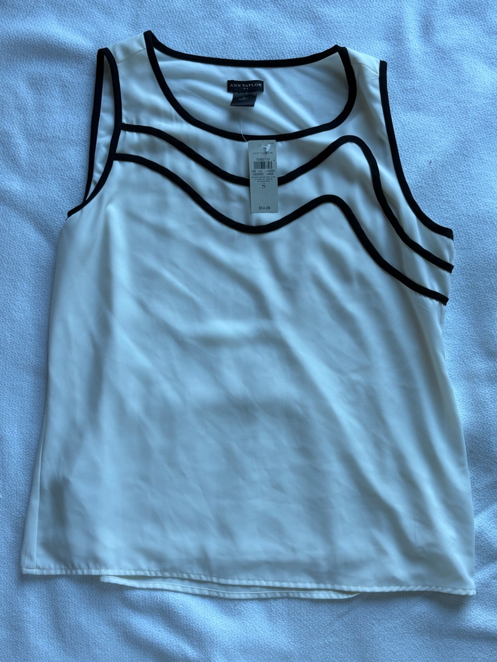 Ann Taylor White Dress with Black Piping